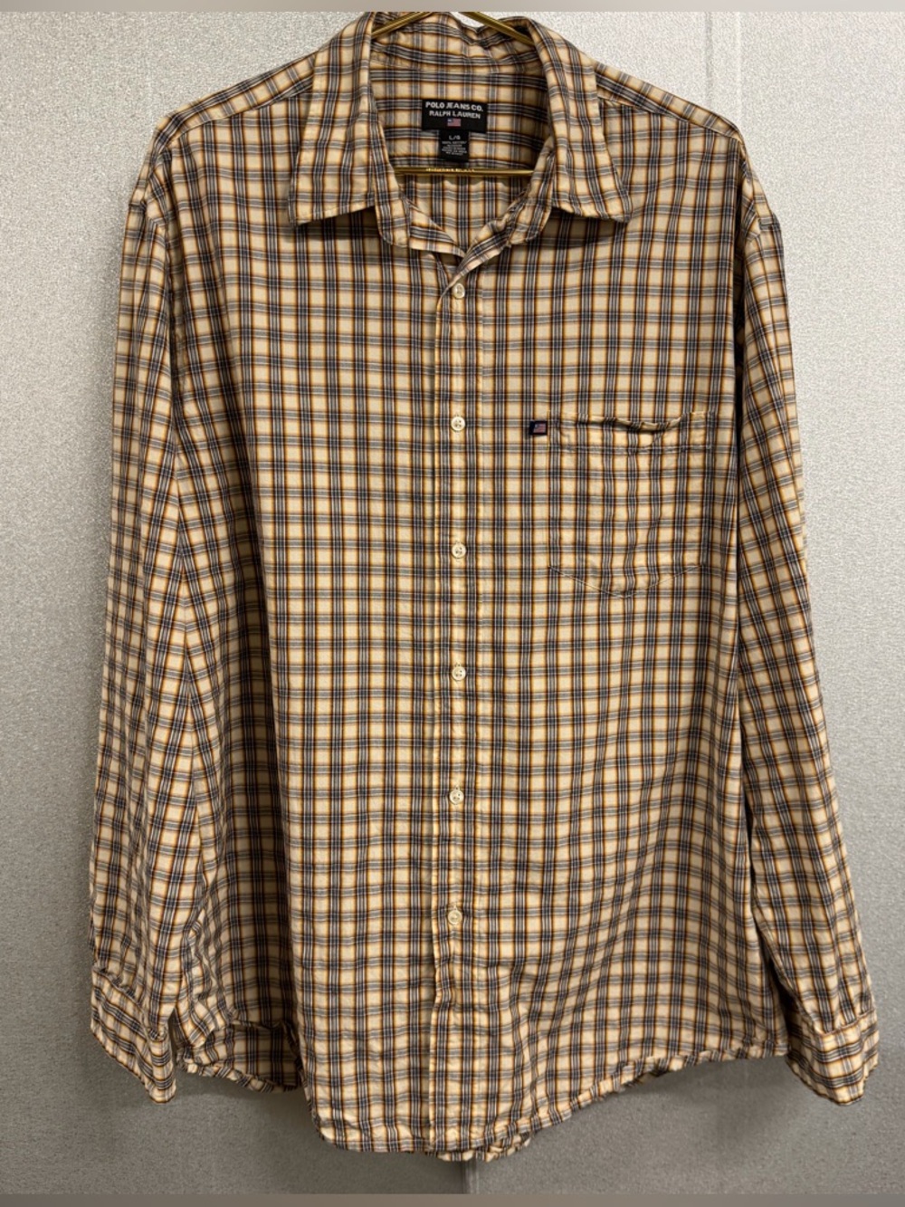 Polo Jeans Co Plaid Button Down Shirt L Y2K RL Flag